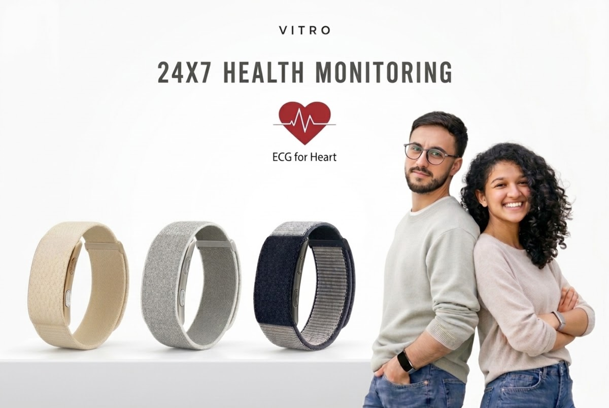 VITRO FITABAND with ECG for health monitoring and activity tracking