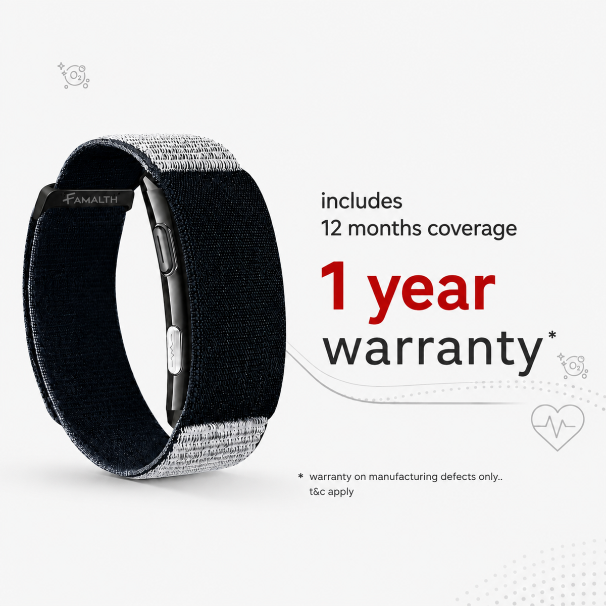 Get 1 year warrenty on manufacturing defects of the VITRO FITBAND S