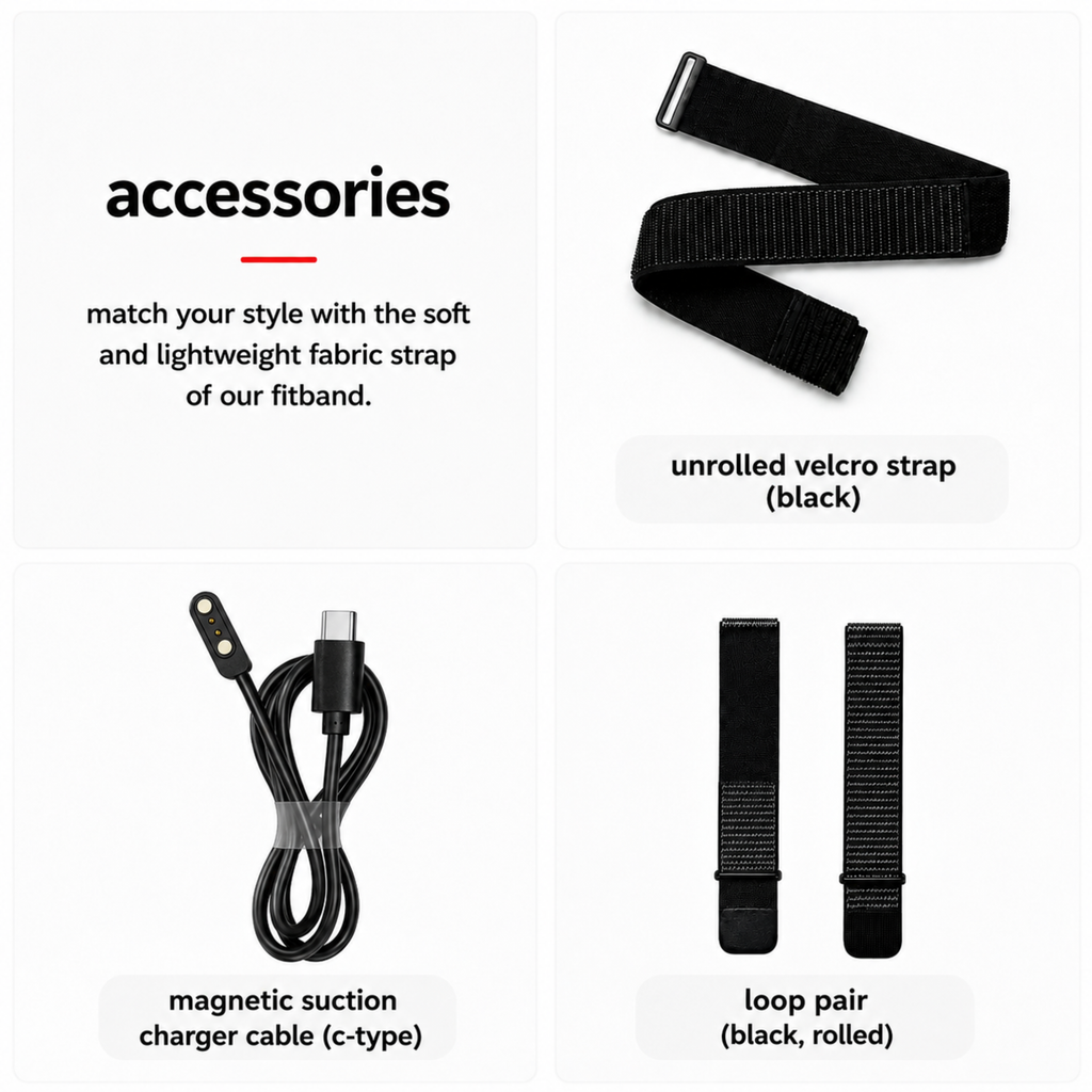 Along with VITRO FITBAND S, get smooth, soft, and lightweight fabric strap and other accessories by Famalth.
