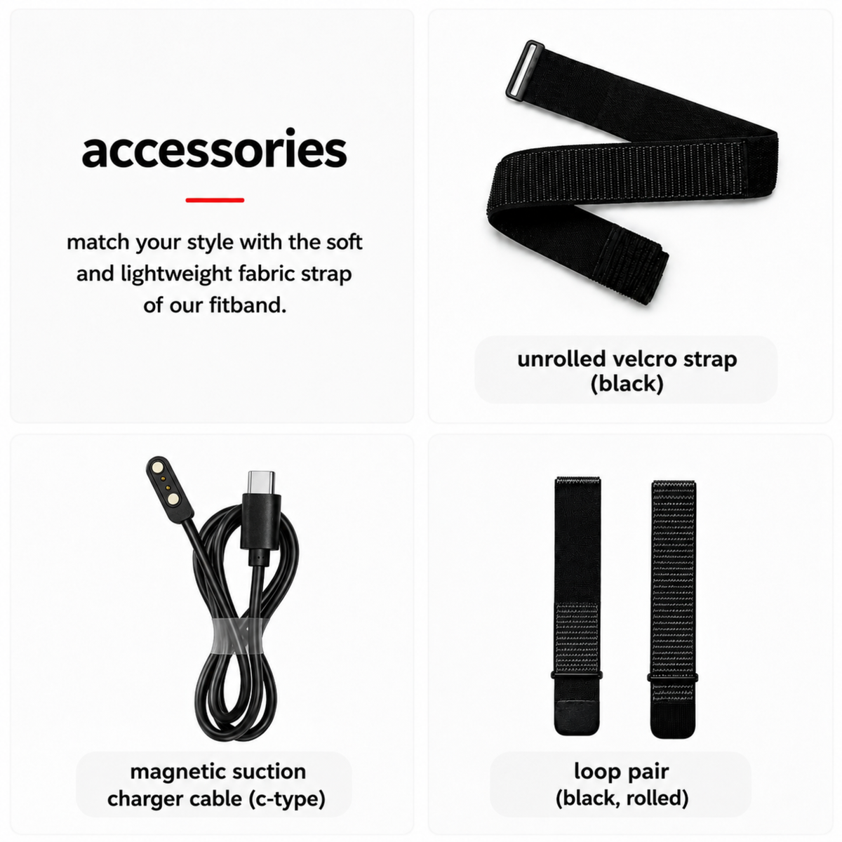 Along with VITRO FITBAND S, get smooth, soft, and lightweight fabric strap and other accessories by Famalth.