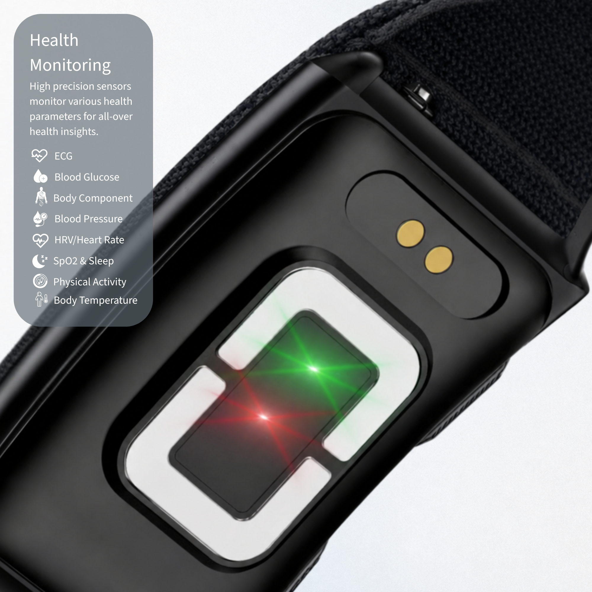 Screenless Famalth VANTA FITBAND with app for health monitoring features - ECG, Blood Glucose, HRV, SpO2, Physical Activity, Body Composition, Blood component, etc.