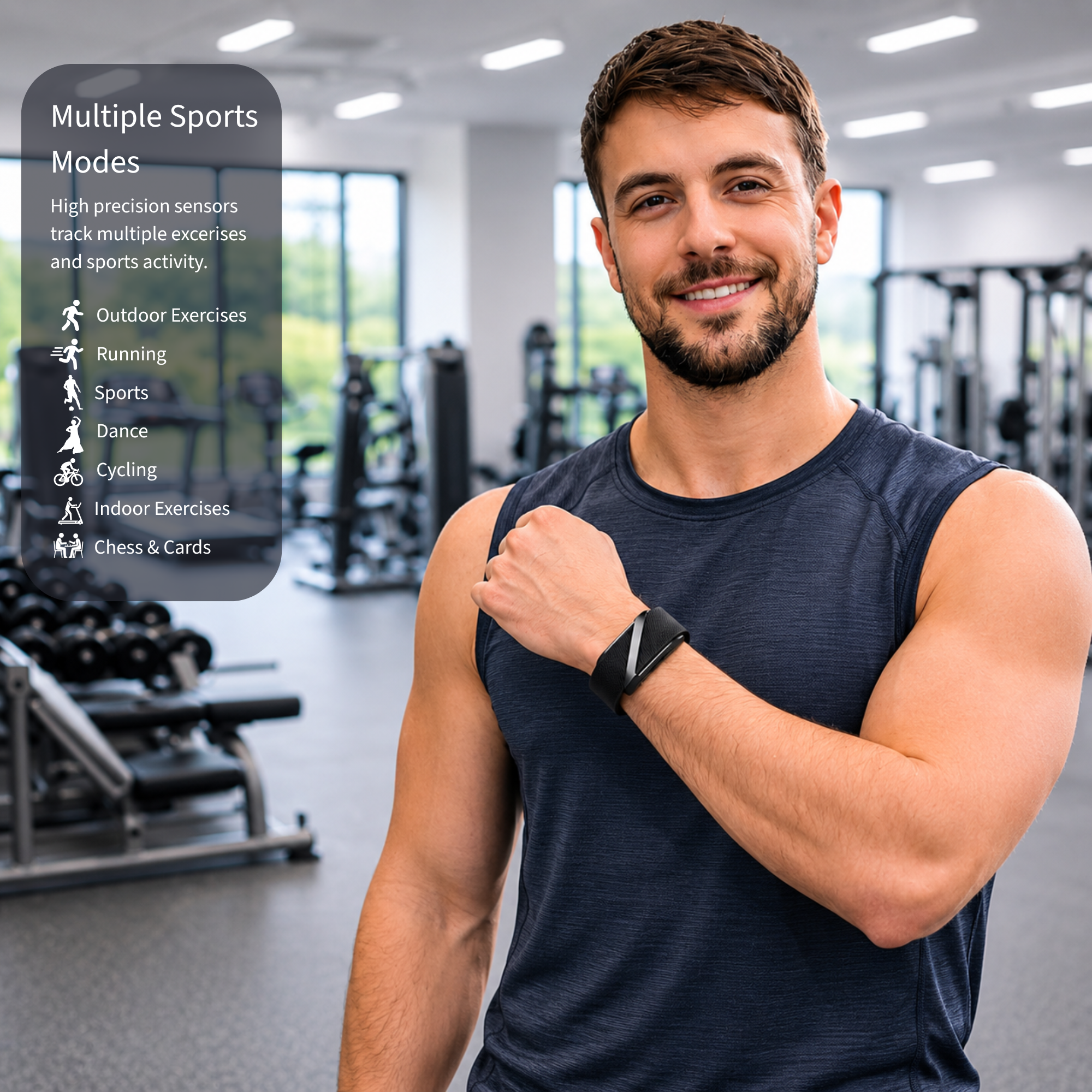 Screenless Famalth VANTA FITBAND with app for sports health monitoring features - including outdoor exercises, running, sports, dance, cycling, chess, football/soccer, cricket, cardio running, etc.