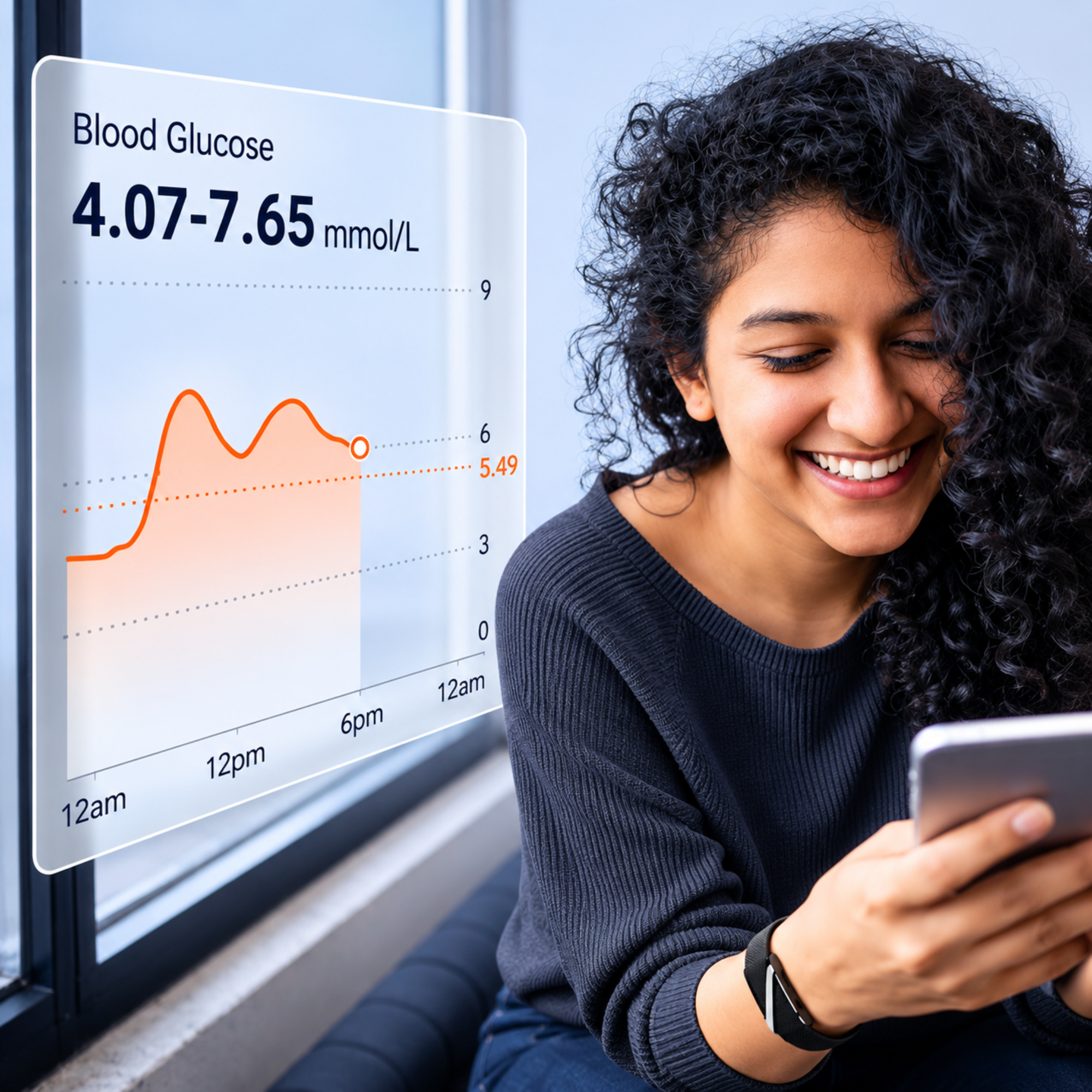 Get insights of blood glucose on Famalth VANTA FITBAND S