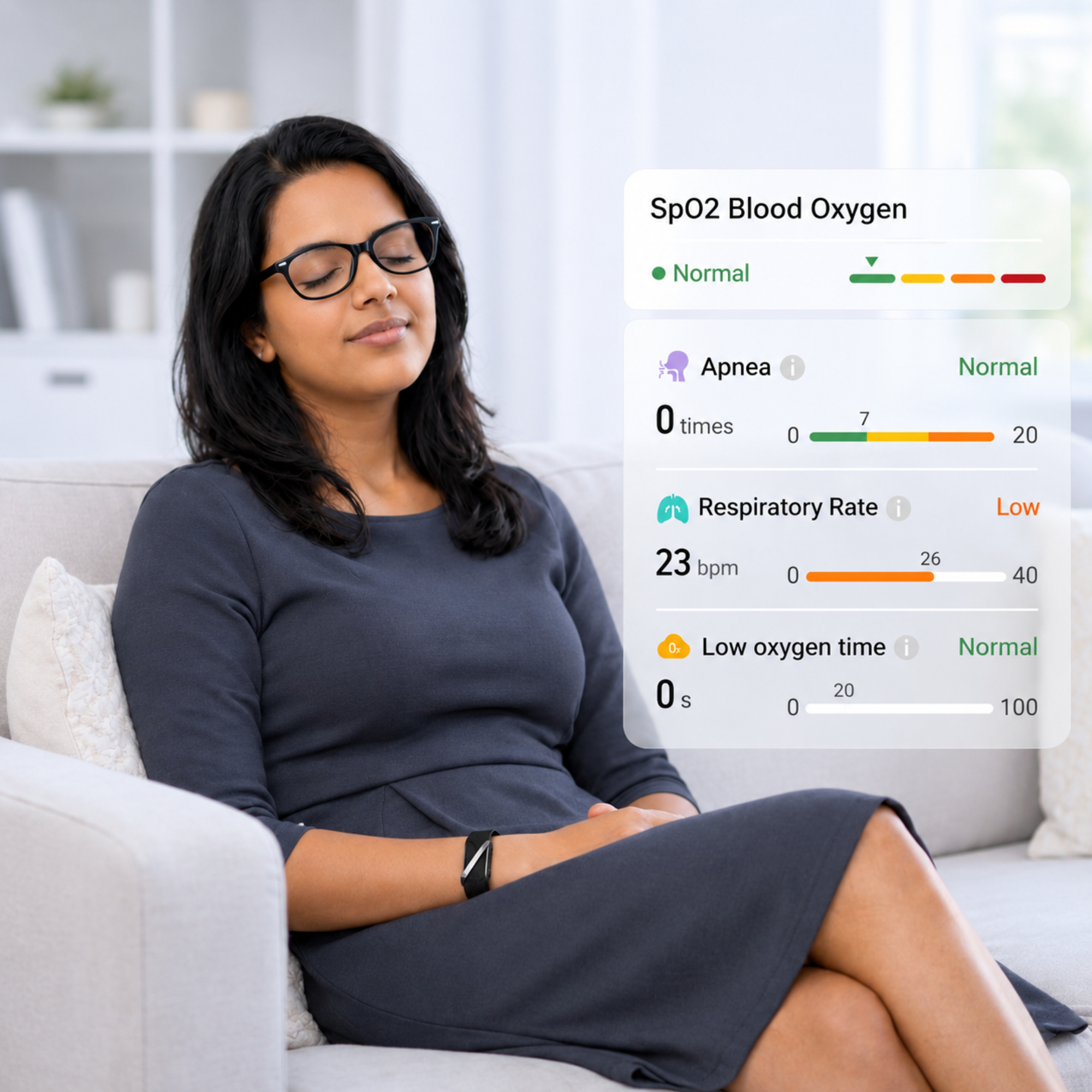 Track your SpO2 Blood Oxygen, VO2 Max, and heart load with VANTA FITBAND