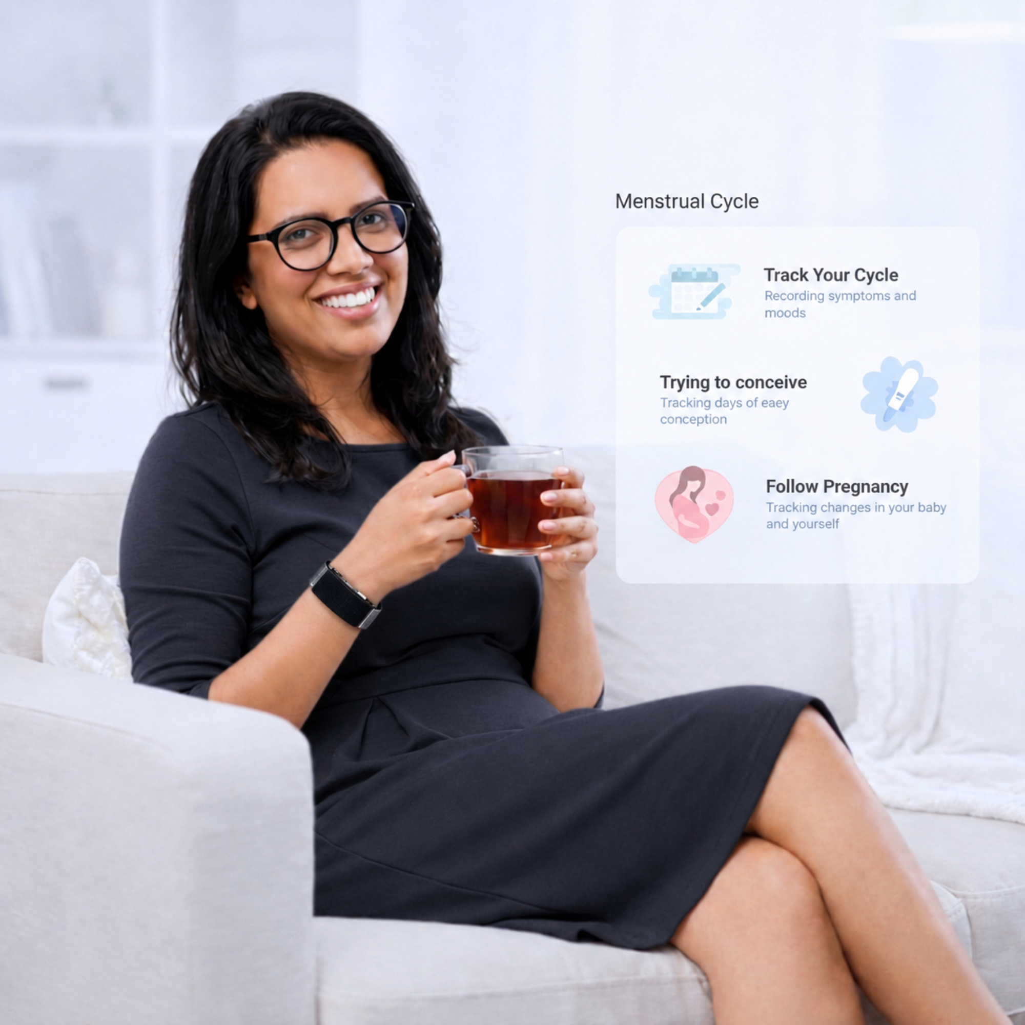 Track menstrual cycle and health insights with Famalth VITRO FITBAND  S