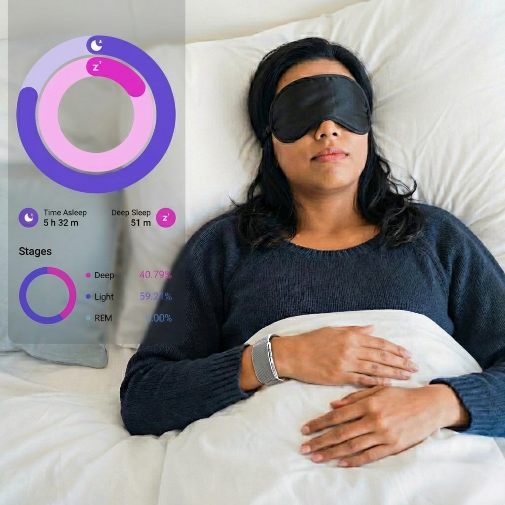 On Famalth VITRO FITBAND S, get deep sleep insights with scientific sleep analysis.