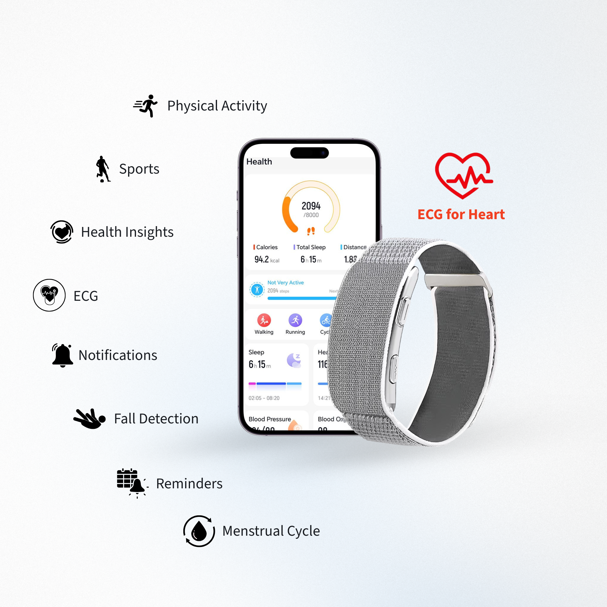 Screenless Famalth VITRO FITBAND with app for health monitoring features