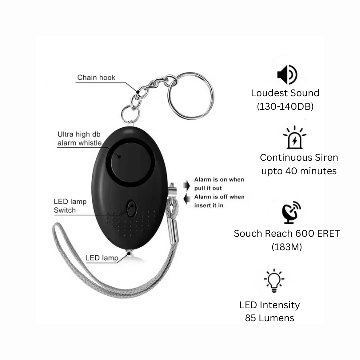 Self Defence Alarm Keychain - 140 dB Emergency Siren