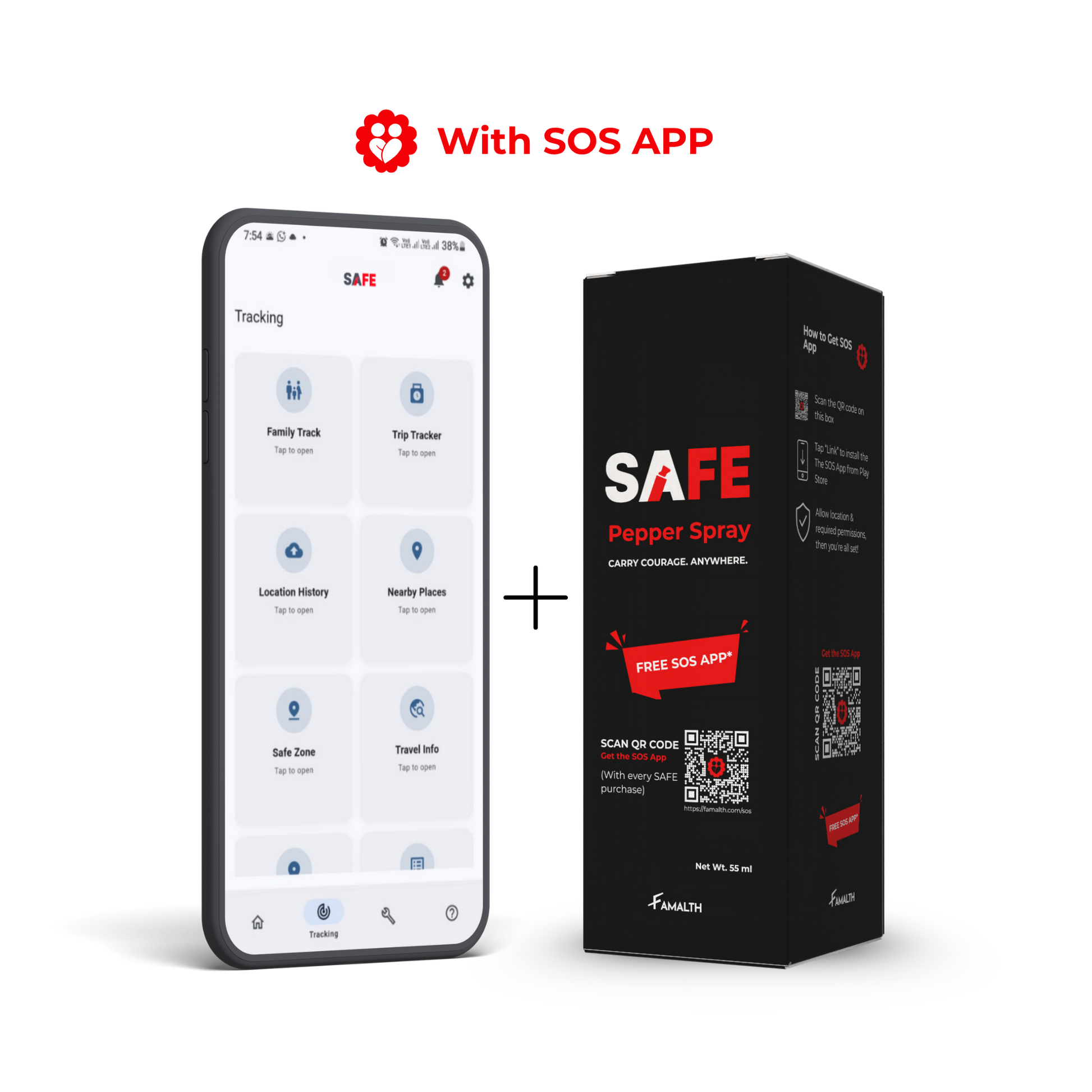 Free Famalth SOS App with SAFE Pepper Spray