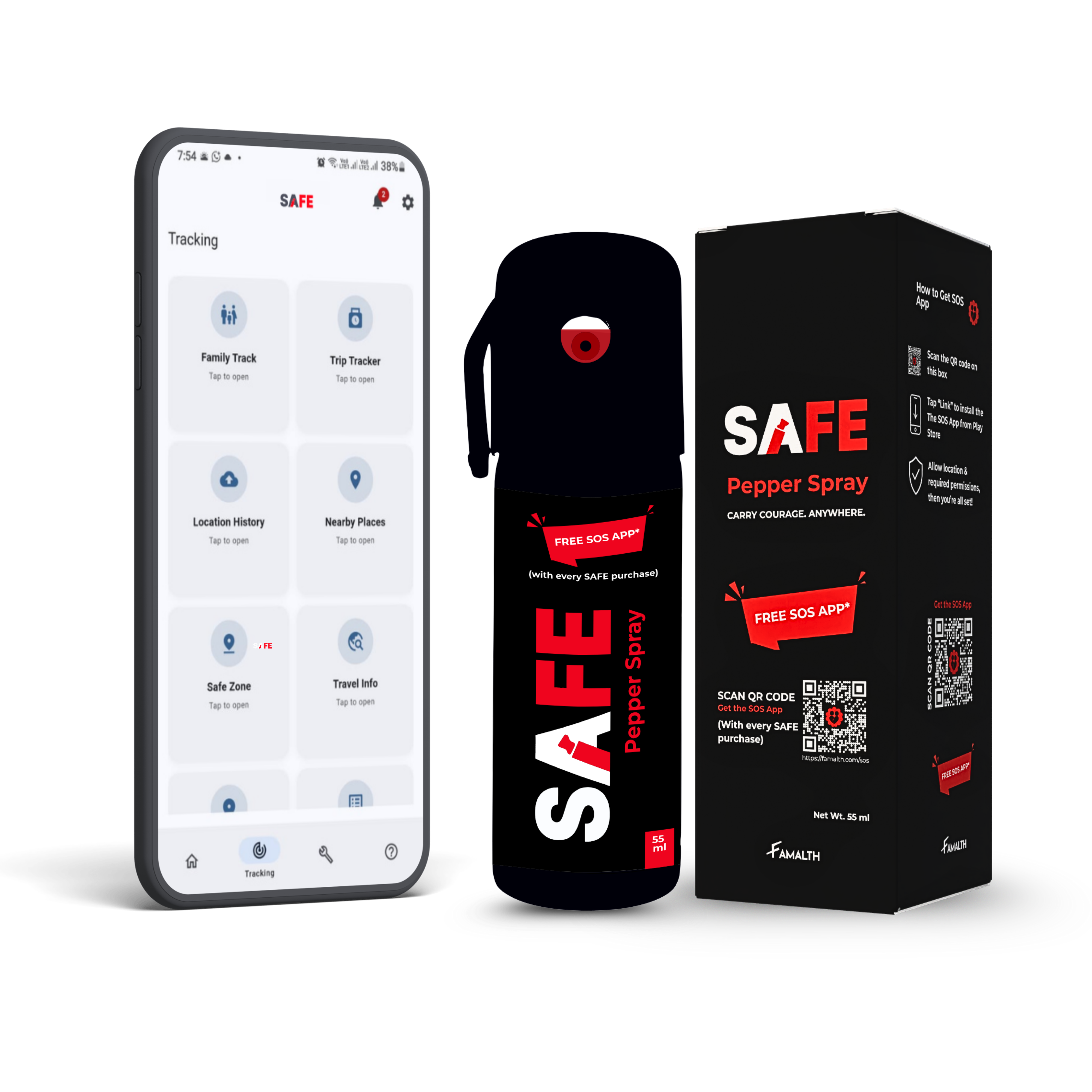 SAFE Pepper Spray with SOS App